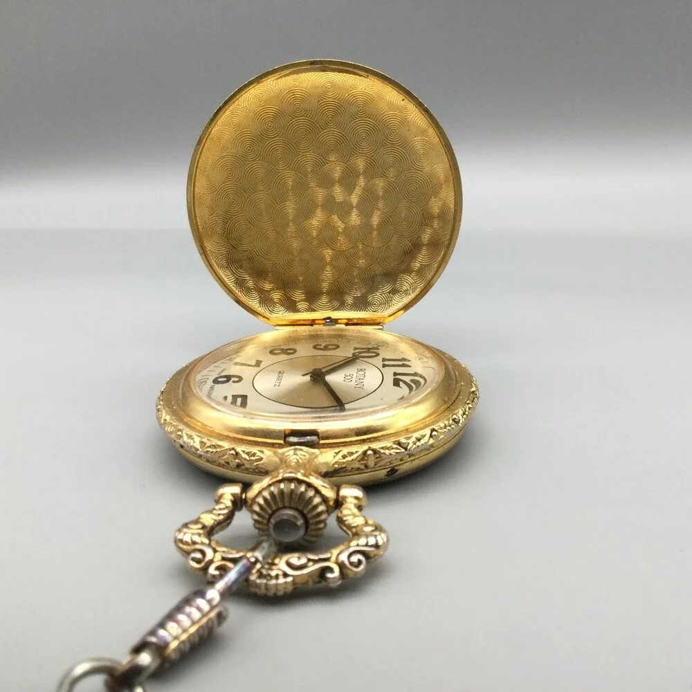 Botany 500 Pocket Watch Men 48mm Silver Gold Tone Eagle Full Hunter New Battery